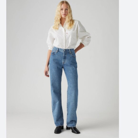 LEVI'S 501 90" STRAIGHT LEG HIGH RISE DENIM JEANS IN MEDIUM WASH - 28 - Picture 1 of 10